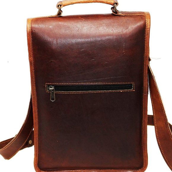 Full Grain Goat Leather Messenger Bag - Laptop Bag - iPad Case - Shoulder Bag - Picture 3 of 4